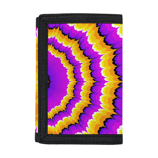 Yellow Explosion Moving Optical Illusion Trifold Wallet