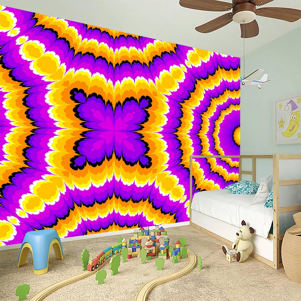 Yellow Explosion Moving Optical Illusion Wall Sticker