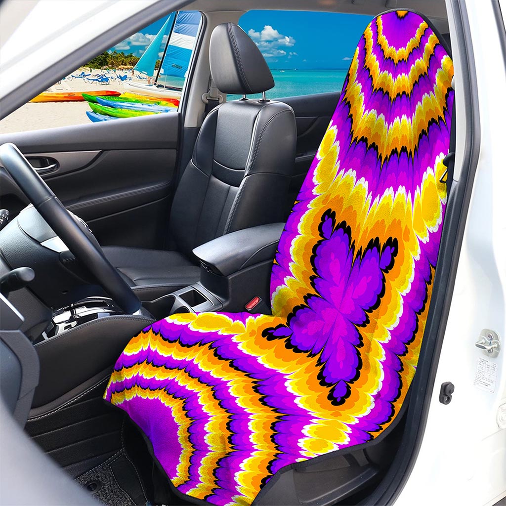 Yellow Explosion Moving Optical Illusion Waterproof Car Seat Cover