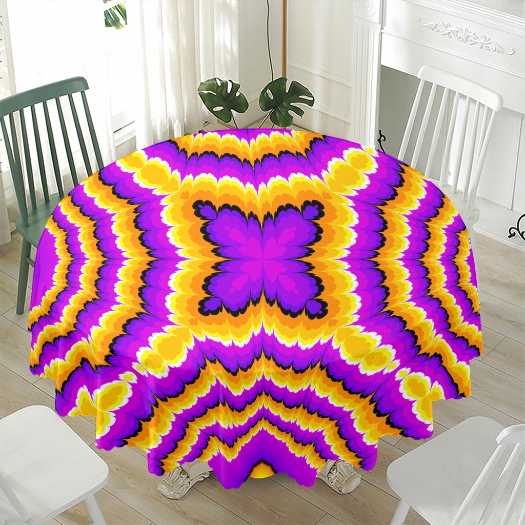 Yellow Explosion Moving Optical Illusion Waterproof Round Tablecloth