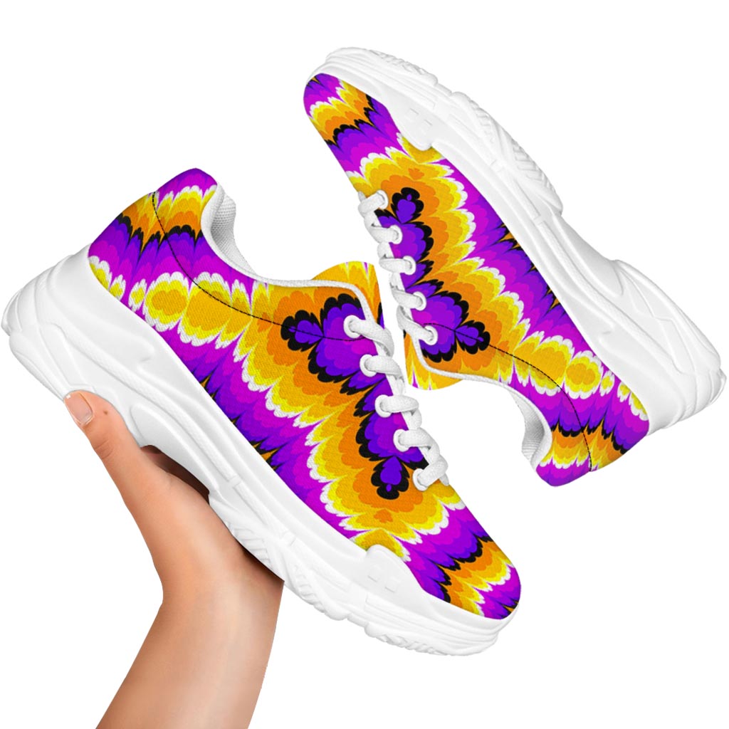 Yellow Explosion Moving Optical Illusion White Chunky Shoes