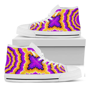 Yellow Explosion Moving Optical Illusion White High Top Sneakers