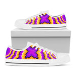 Yellow Explosion Moving Optical Illusion White Low Top Sneakers