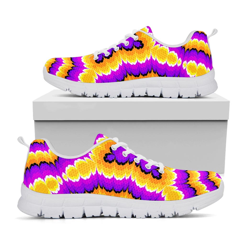 Yellow Explosion Moving Optical Illusion White Running Shoes