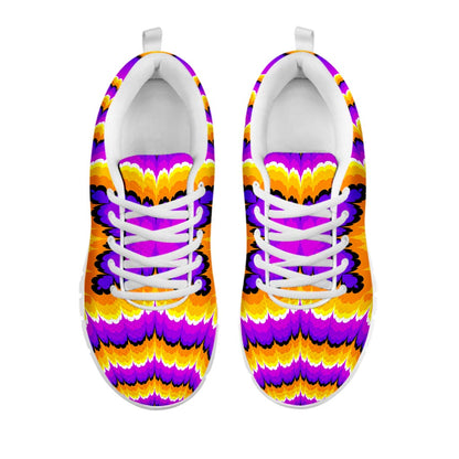 Yellow Explosion Moving Optical Illusion White Running Shoes