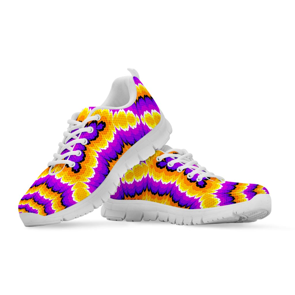 Yellow Explosion Moving Optical Illusion White Running Shoes