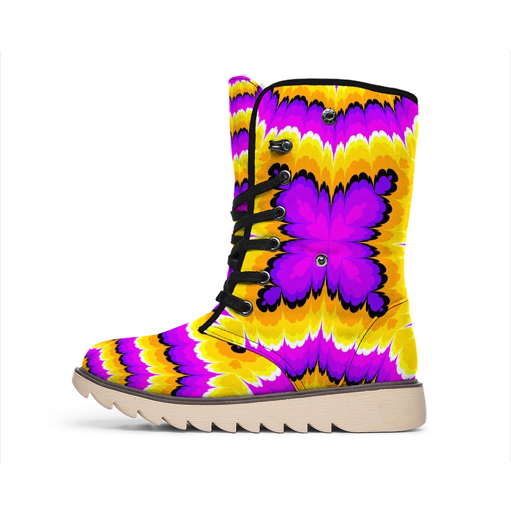 Yellow Explosion Moving Optical Illusion Winter Boots