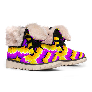 Yellow Explosion Moving Optical Illusion Winter Boots