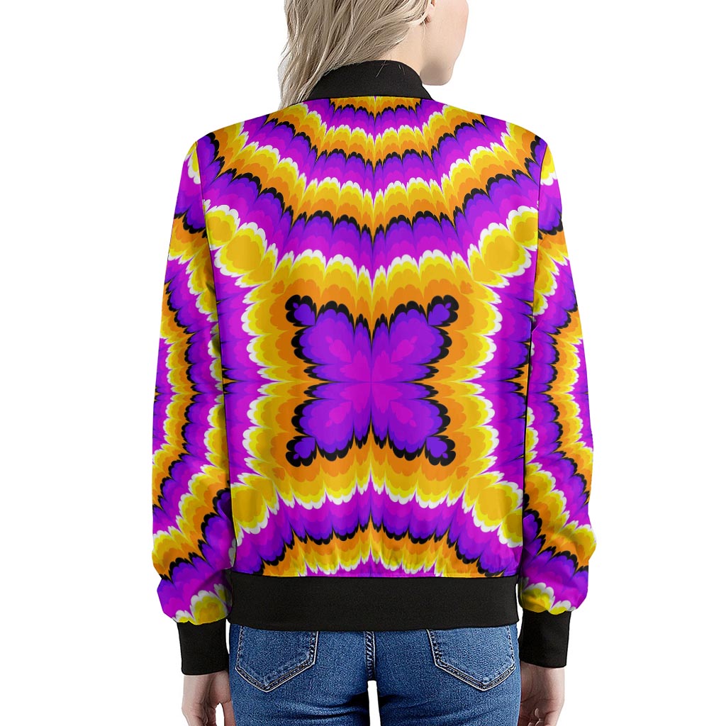Yellow Explosion Moving Optical Illusion Women's Bomber Jacket