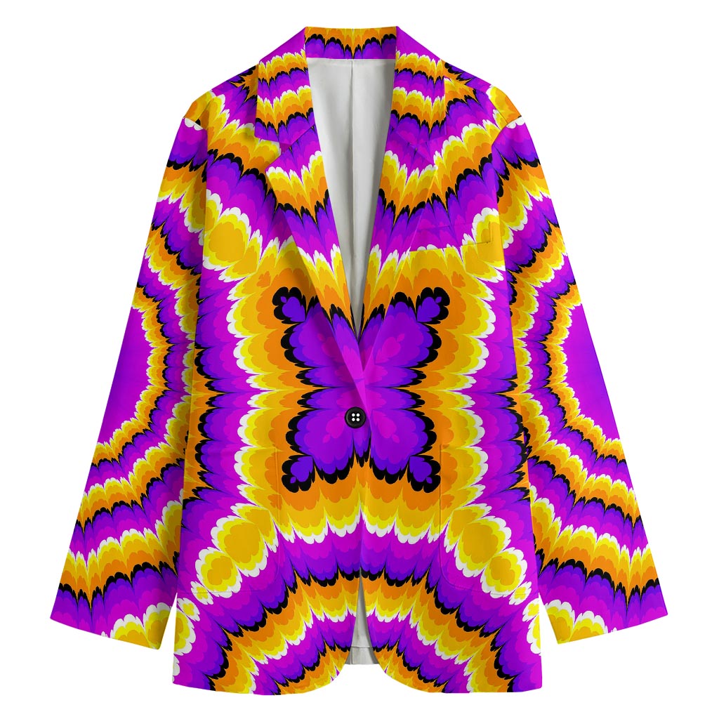Yellow Explosion Moving Optical Illusion Women's Cotton Blazer