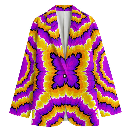 Yellow Explosion Moving Optical Illusion Women's Cotton Blazer