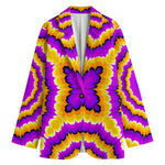 Yellow Explosion Moving Optical Illusion Women's Cotton Blazer