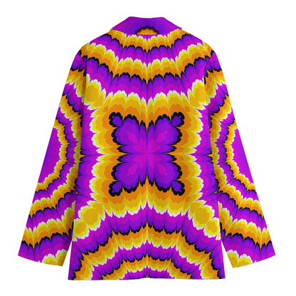Yellow Explosion Moving Optical Illusion Women's Cotton Blazer