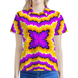 Yellow Explosion Moving Optical Illusion Women's Polo Shirt