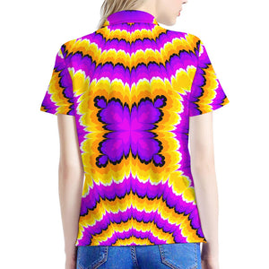 Yellow Explosion Moving Optical Illusion Women's Polo Shirt