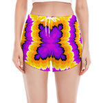 Yellow Explosion Moving Optical Illusion Women's Split Running Shorts