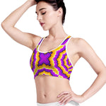 Yellow Explosion Moving Optical Illusion Women's Sports Bra