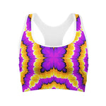 Yellow Explosion Moving Optical Illusion Women's Sports Bra