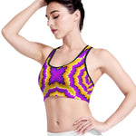 Yellow Explosion Moving Optical Illusion Women's Sports Bra