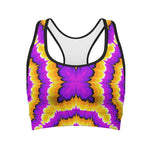 Yellow Explosion Moving Optical Illusion Women's Sports Bra