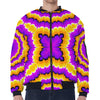 Yellow Explosion Moving Optical Illusion Zip Sleeve Bomber Jacket