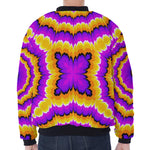 Yellow Explosion Moving Optical Illusion Zip Sleeve Bomber Jacket