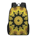 Yellow Flower Kaleidoscope Print 17 Inch Backpack