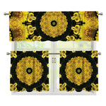 Yellow Flower Kaleidoscope Print 3 Piece Kitchen Curtains