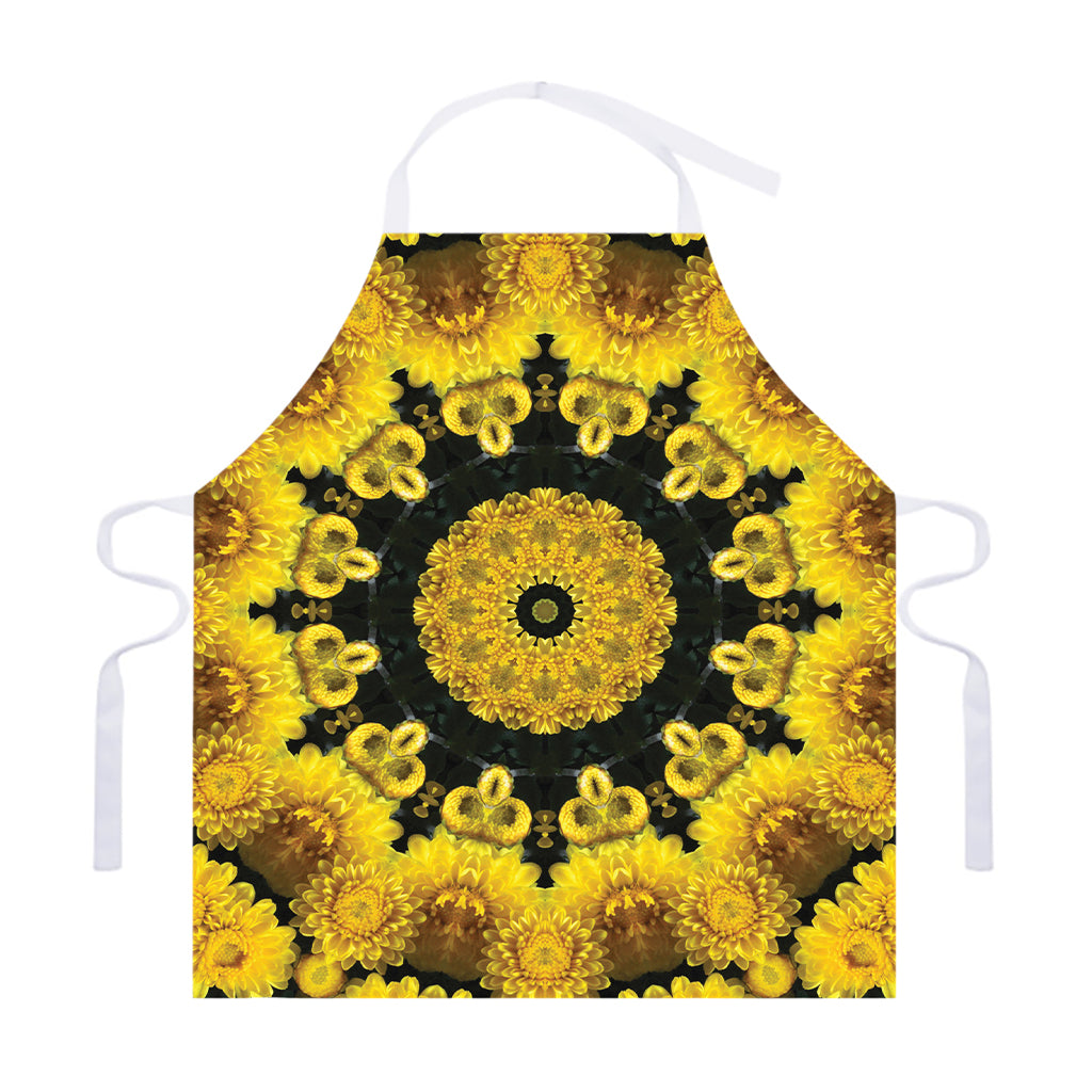 Yellow Flower Kaleidoscope Print Adjustable Apron