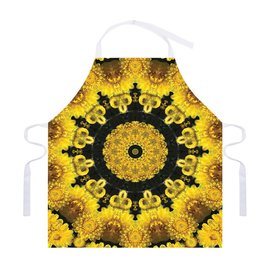 Yellow Flower Kaleidoscope Print Adjustable Apron