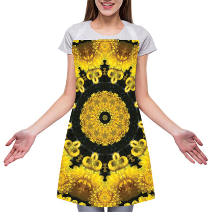 Yellow Flower Kaleidoscope Print Adjustable Apron