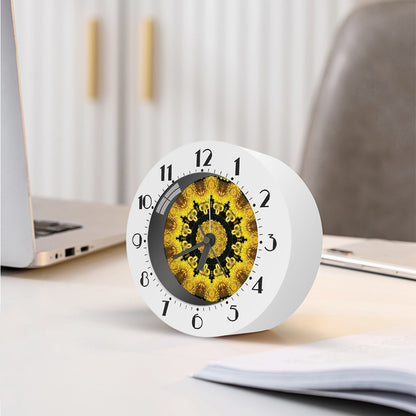 Yellow Flower Kaleidoscope Print Alarm Clock