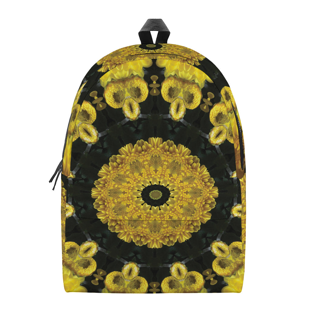 Yellow Flower Kaleidoscope Print Backpack