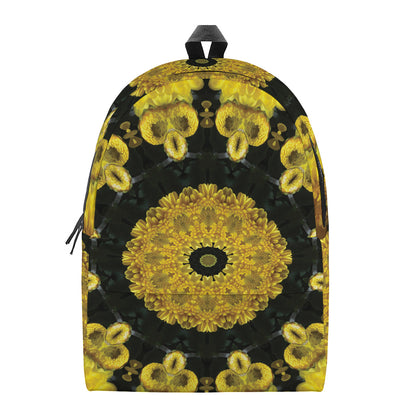 Yellow Flower Kaleidoscope Print Backpack