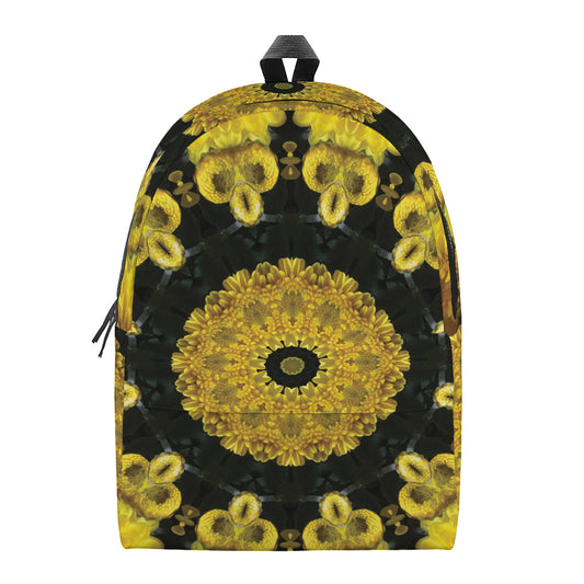 Yellow Flower Kaleidoscope Print Backpack