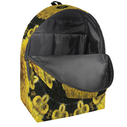 Yellow Flower Kaleidoscope Print Backpack