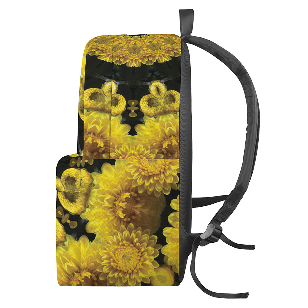 Yellow Flower Kaleidoscope Print Backpack