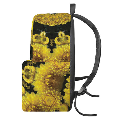 Yellow Flower Kaleidoscope Print Backpack