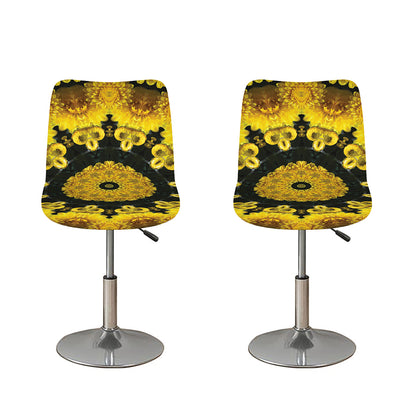 Yellow Flower Kaleidoscope Print Bar Stool Covers
