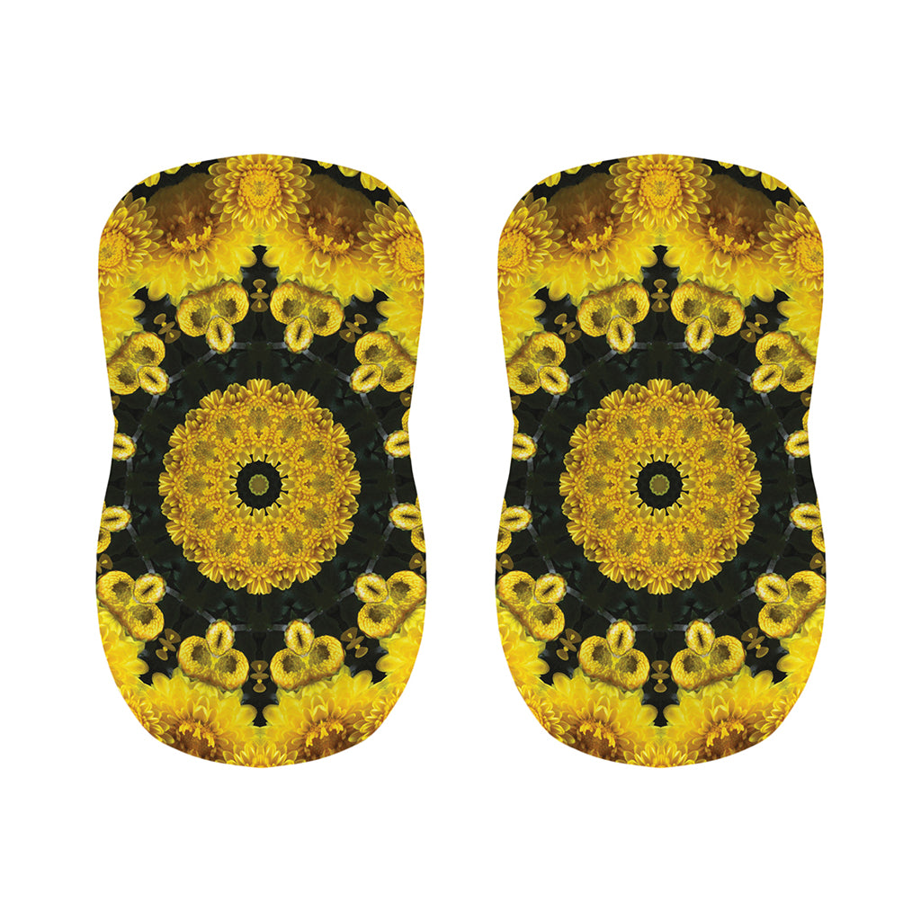 Yellow Flower Kaleidoscope Print Bar Stool Covers