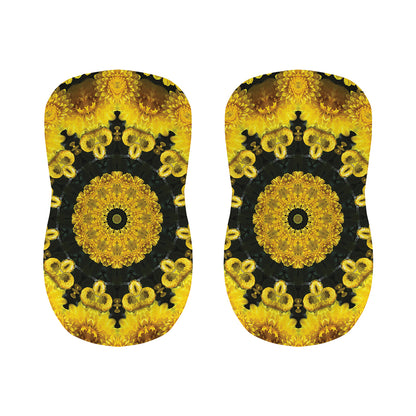 Yellow Flower Kaleidoscope Print Bar Stool Covers