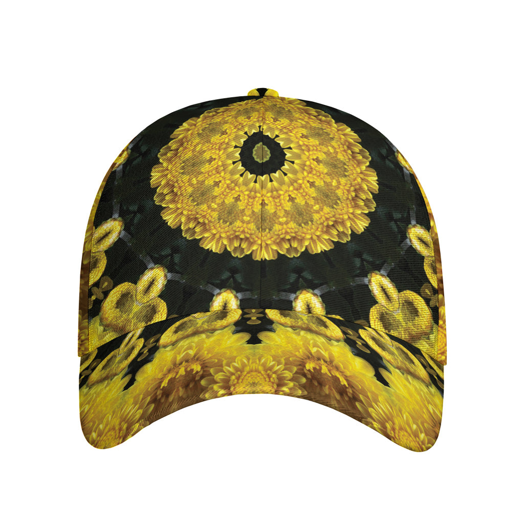 Yellow Flower Kaleidoscope Print Baseball Cap