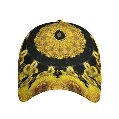 Yellow Flower Kaleidoscope Print Baseball Cap