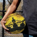 Yellow Flower Kaleidoscope Print Basketball