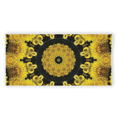 Yellow Flower Kaleidoscope Print Beach Towel