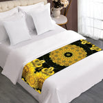 Yellow Flower Kaleidoscope Print Bed Runner