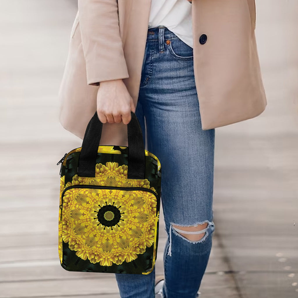 Yellow Flower Kaleidoscope Print Bible Tote Bag