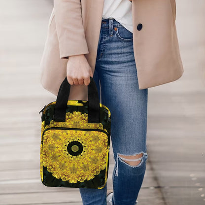 Yellow Flower Kaleidoscope Print Bible Tote Bag