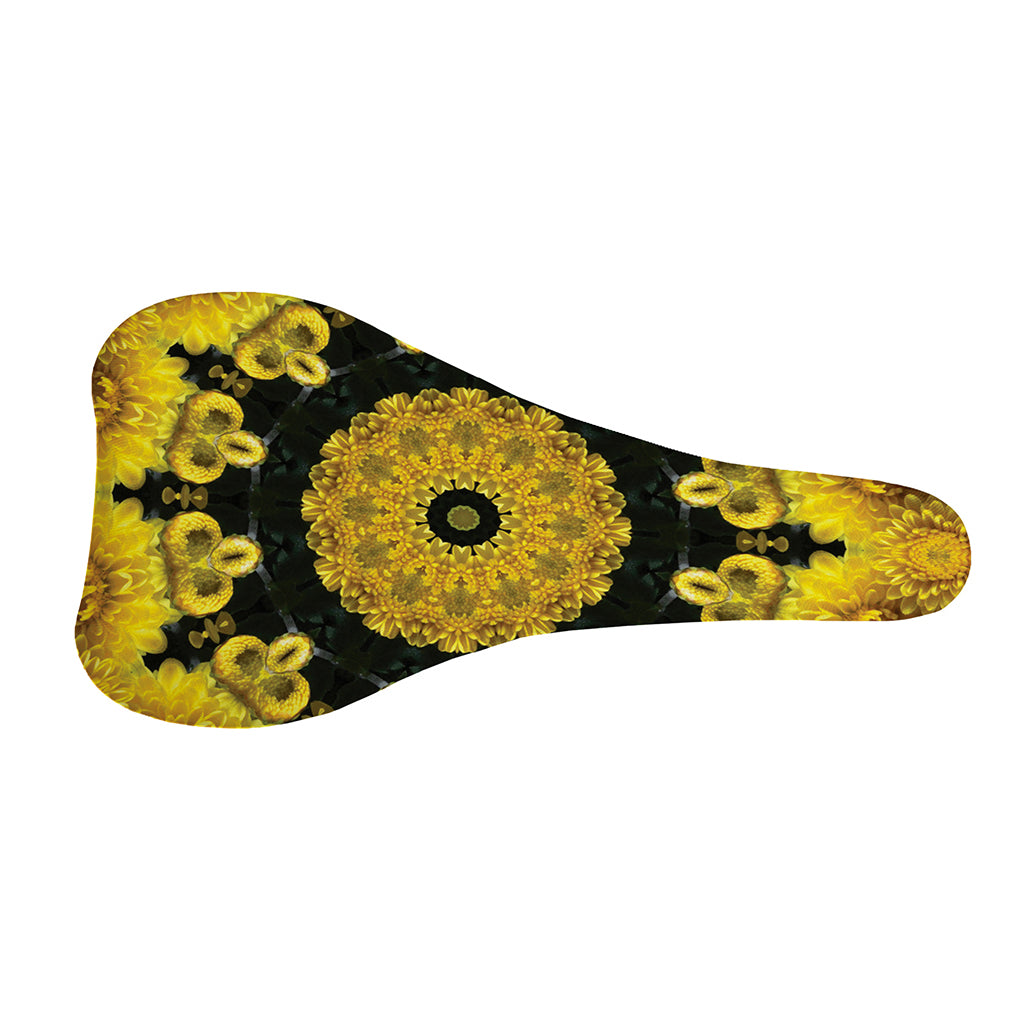 Yellow Flower Kaleidoscope Print Bicycle Seat Cover