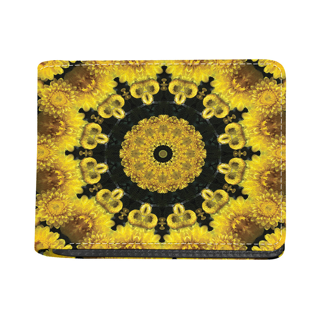 Yellow Flower Kaleidoscope Print Bifold Wallet